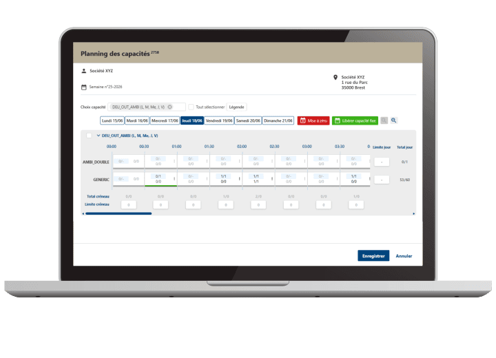Capacités & RDV, solution ACSEP de gestion des rendez-vous transport et des capacités des sites logistiques